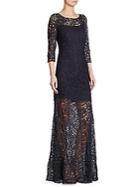 Kay Unger Illusion Lace Gown