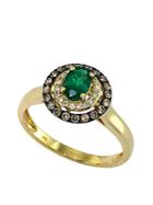 Effy Brasilica 14kt. Yellow Gold Emerald Ring With Brown And White Diamonds