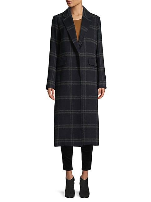 Vince Plaid Wool-blend Coat