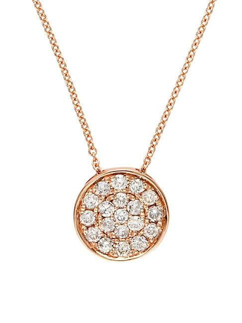 Effy 14k Rose Gold Diamond-studded Medallion Necklace