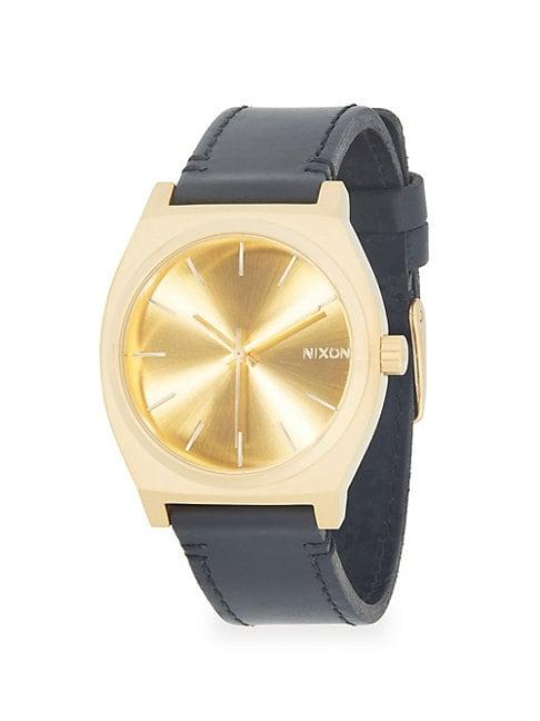 Nixon Goldtone Stainless Steel & Leather-strap Watch