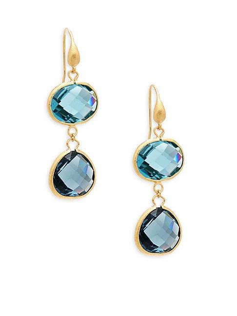 Rivka Friedman 18k Gold & Crystal Drop Earrings