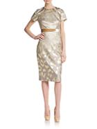 Pamela Dennis Metallic Leopard Jacquard Dress