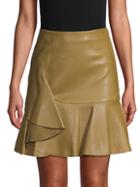 Alexander Mcqueen Ruffled Leather Skirt