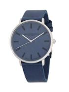 Bruno Magli Round Stainless Steel & Leather Strap Watch