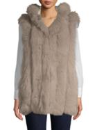 Belle Fare Dyed Rabbit Fur-trimmed & Dyed Fox Fur Vest