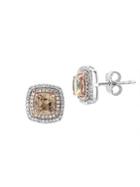 Effy 14k Rose And White Gold Quartz & Diamond Earrings