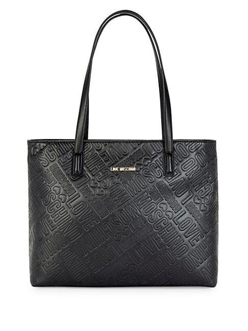 Love Moschino Embossed Logo Faux Leather Tote Bag