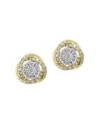 Effy Duo Diamond And 14k White Gold And Yellow Gold Stud Earrings