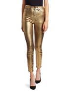 7 For All Mankind High-rise Metallic Ankle Jeans