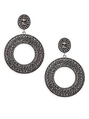 Bavna Black Spinel And Sterling Silver Round Drop Earrings