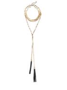 Saks Fifth Avenue Leather Tassel Layered Chain Necklace