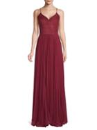 Laundry By Shelli Segal Faux Suede & Chiffon Bustier Gown