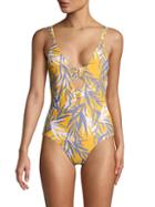 Red Carter Leaf-print One-piece Swimsuit