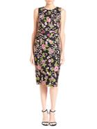 Badgley Mischka Embroidered Floral Lace Sheath Dress