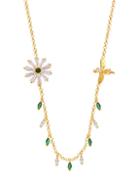 Gabi Rielle 22k Goldplated Green & White Cubic Zirconia Pendant Charm Necklace
