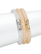 Swarovski Two-toned Crystal Stacked Bracelet Set