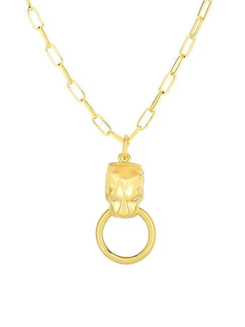 Chloe & Madison Panther 14k Goldplated Sterling Silver & Crystal Pendant Necklace