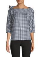 Laundry By Shelli Segal Gingham Boatneck Blouse