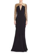 Theia Crepe Jacquard Gown