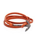 Miansai Rhodium-plated Anchor Leather Wrap Bracelet