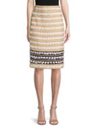 St. John Collection Woven Striped Pencil Skirt