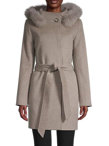 Cinzia Rocca Icons Fox Fur-trimmed Wool & Cashmere Car Coat