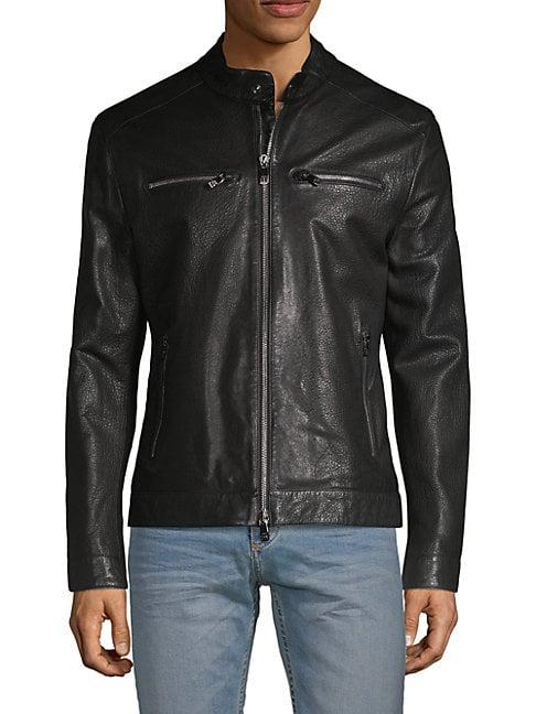 Corneliani Textured Leather Biker Jacket