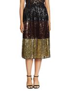 N 21 Metallic Sequined Colorblock Skirt