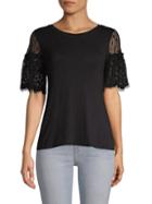 Nanette Nanette Lepore Lace-accented Short-sleeve Top