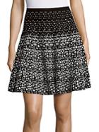 Saks Fifth Avenue Black Printed Flared Skirt
