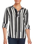 Status By Chenault Striped Lace-up Shirt