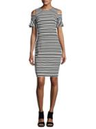 Calvin Klein Collection Striped Cold-shoulder Dress
