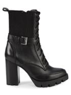 Charles David Govern Leather Stack-heel Lace-up Booties