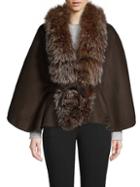 Wolfie Furs Made For Generation Dyed Fox Fur Trim Cape