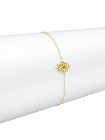 Legend Amrapali Heritage 18k Gold Emerald & Diamond Marquis Charm Bracelet