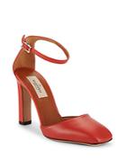 Valentino Leather Square-toe Block-heel Pumps