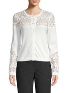 Alice + Olivia Long-sleeve Lace-trimmed Cardigan