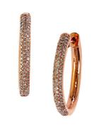 Effy Diamond And 14k Rose Gold Hoop Earrings
