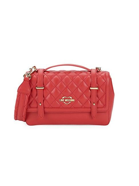 Love Moschino Quilted Logo Embroidered Shoulder Bag