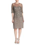 Adrianna Papell Beaded Illusion-top Dress