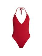Red Carter Swim Plunge Maillot One-piece Swimsuit