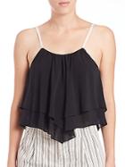 Alice + Olivia Castor Silk Layered Cropped Top