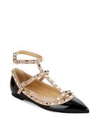 Valentino Studded Leather T-strap Flats