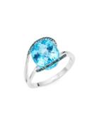 Effy 14k White Gold Blue Topaz & Diamond Ring