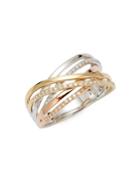 Effy 14k Tri-gold Diamond Multi-band Ring