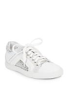 Alessandro Dell'acqua Jeweled Laser-cut Leather Sneakers