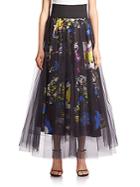 Milly Midnight Floral Tulle Skirt