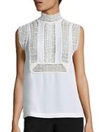 Yigal Azrouel Sleeveless Lace Silk Georgette Top