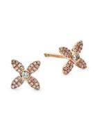 Saks Fifth Avenue 14k Rose Gold & Diamond Flower Stud Earrings